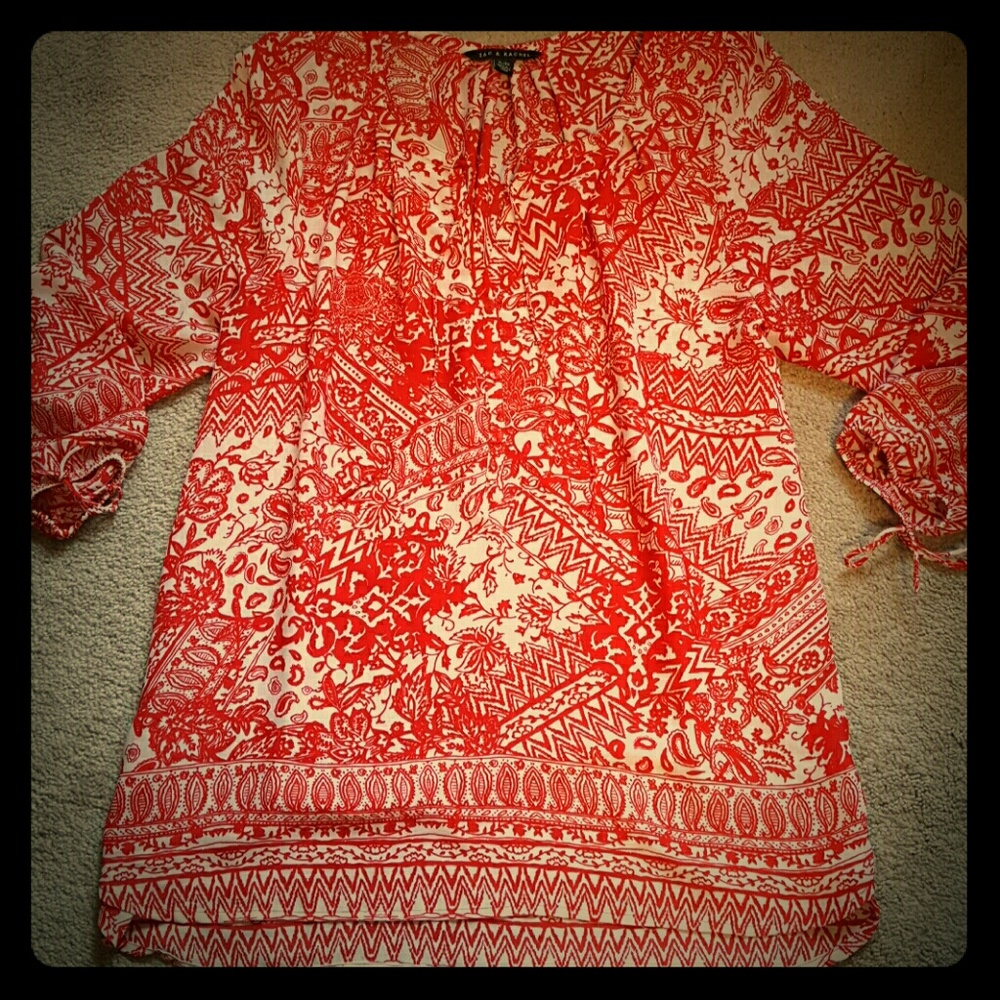 Flowy Zac & Rachel Red Boho Top XL